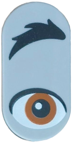Lego Tile, Round 1 x 2 Oval with Black Eyebrow, Dark Orange Eye Pattern Model Right Side (Donkey)