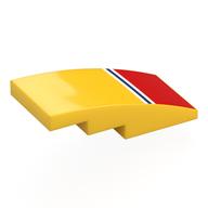Lego Brick Curved 4 x 2 No Studs with White/Dark Blue Lines, Red Rectangle Print