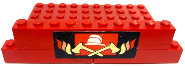Lego Stickered Assembly 12 x 6 x 2 1/3 with Narrow Fire Pattern (Sticker) - Set 6382