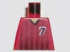Lego Torso Soccer Black Fading Stripes and Number 7 Front and Back Pattern / Red