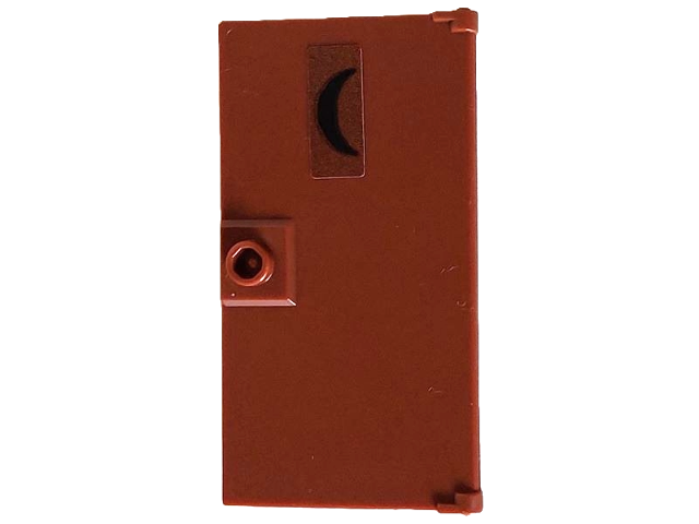 Lego Door 1 x 4 x 6 with Stud Handle with Black Crescent Moon Pattern (Sticker) - Set 10325 / Reddish Brown