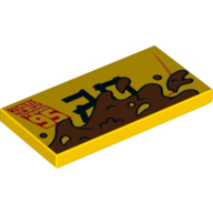 Lego Tile 2 x 4 with '95' and Mud Print / Yellow