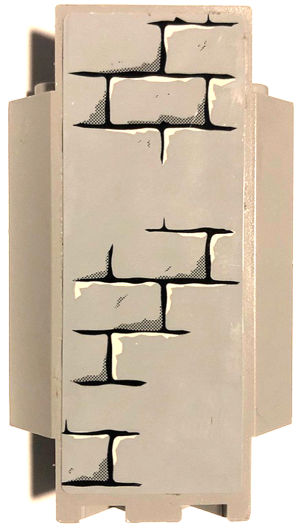 Lego Panel 3 x 3 x 6 Corner Wall with Bricks, Black Mortar and White Highlights Pattern G (Sticker) - Set 7094 / Light Bluish Gray