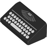Lego Brick Sloped 30° 1 x 2 x 2/3 with Typewriter Print