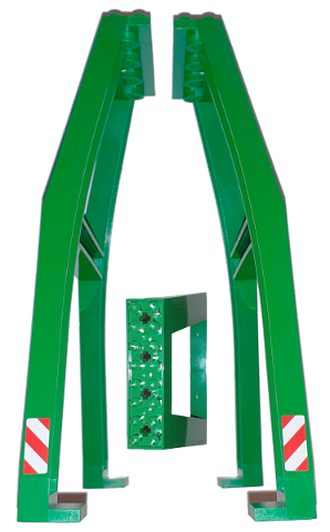 Lego Support Crane Stand Double - No Studs on Cross-Brace with Axle Holes on Top with Red and White Danger Stripes Pattern on Both Sides (Stickers) - Set 7939 / Green