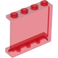 Lego Panel 1 x 4 x 3 [Side Supports / Hollow Studs] / Trans-Red