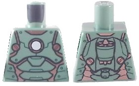 Lego Torso Scuba Armor with White Circle on Front and Turbine on Back Pattern (Scuba Iron Man) / Sand Green
