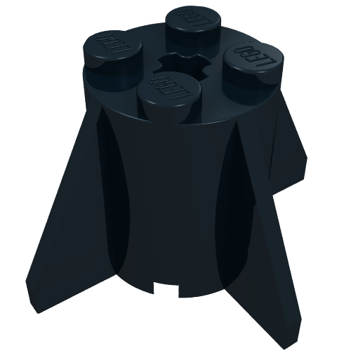 Lego Brick Round 2 x 2 x 2 with Axle Hole and Fins / Black