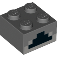 Lego Brick 2 x 2 with Light Bluish Gray and Black Pixelated Furnace Print / Dark Bluish Gray