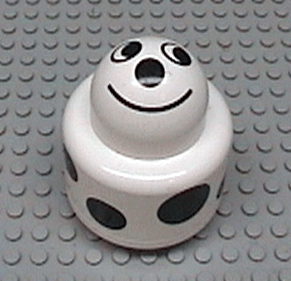 Lego Primo Brick 1 x 1 with Round Rattle, Black Spots, Face Print
