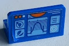 Lego Panel 1 x 2 x 1 with Head-Up Display (HUD), City Mars Exploration Logo, Orange Buttons, Light Aqua Squares and Lines Pattern (Sticker) - Set 60227 / Blue