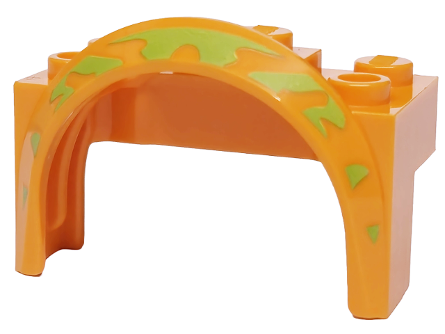 Lego Vehicle, Mudguard 4 x 2 1/2 x 2 with Arch Round with Lime Animal Print Pattern