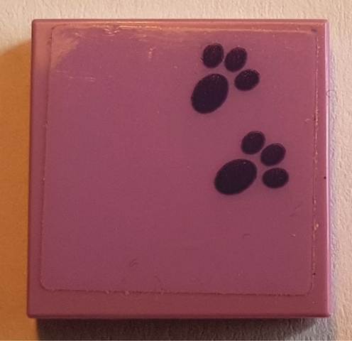 Lego Tile 2 x 2 with Dark Purple Paw Prints Pattern (Sticker) - Set 41369