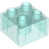 Lego Duplo Brick 2 x 2 / Glitter Trans-Light Blue
