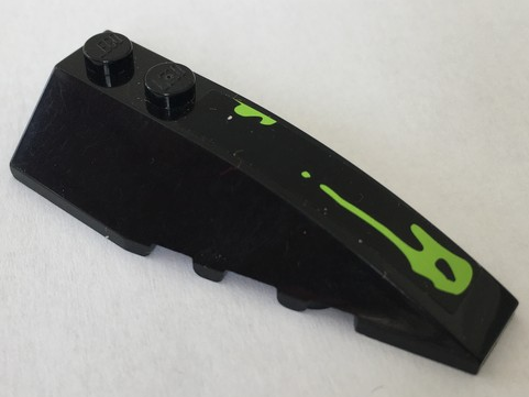 Lego Wedge 6 x 2 Right with Lime Slime on Black Background Pattern (Sticker) - Set 70133 / Black