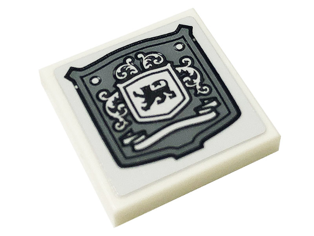 Lego Tile 2 x 2 with Disney Castle Crest Pattern (Sticker) - Set 71040 / White