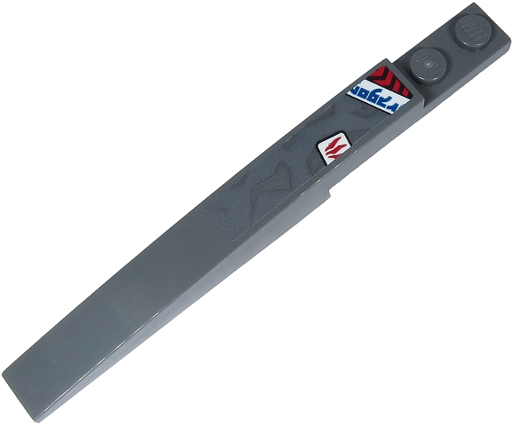 Lego Slope, Curved 10 x 1 with Blue 'ragon', Red and Black Danger Chevrons and Red Stripes Pattern (Sticker) - Set 71710