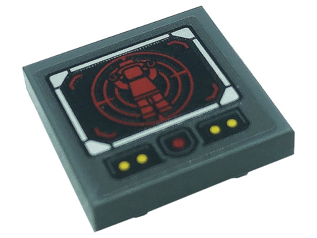 Lego Tile, Modified 2 x 2 Inverted with Red and Yellow Dots, Radar Screen and Minifigure Pattern (Sticker) - Set 76161