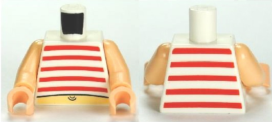 Lego Torso SpongeBob Red Stripes and Navel Pattern / Light Nougat Arms / Light Nougat Hands