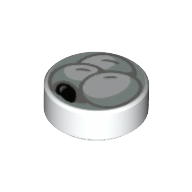 Lego Tile Round 1 x 1 with Tangyuan print / White