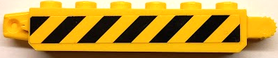 Lego Hinge Brick 1 x 6 Locking with Black and Yellow Danger Stripes Pattern Model Right Side (Sticker) - Set 60124 / Yellow