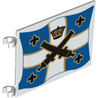 Lego Flag 6 x 4 with Clips with Crossed Cannons over Blue and White Cross with Yellow Outline Print on Both Sides
