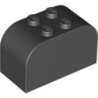 Lego Brick Curved 2 x 4 x 2 Double [Plain] / Black