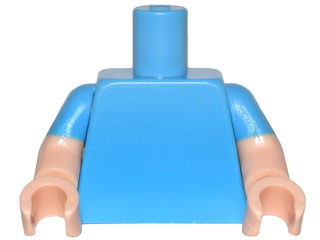 Lego Torso Plain / Light Nougat Arms with Molded Dark Azure Short Sleeves Pattern / Light Nougat Hands