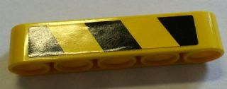 Lego Technic, Liftarm Thick 1 x 5 with Black and Yellow Danger Stripes Pattern Model Right Side (Sticker) - Set 8258