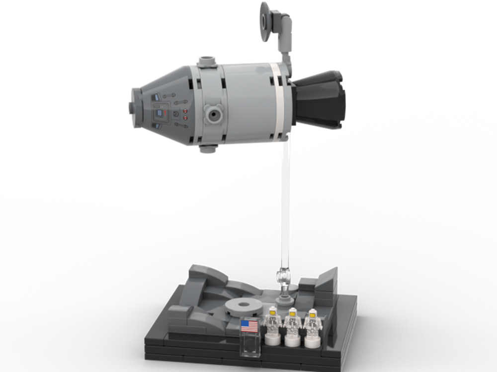 Lego Apollo CSM orbiting moon Diorama