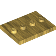 Lego Plate Special 3 x 4 with 1 x 4 Center Studs [Plain] / Pearl Gold