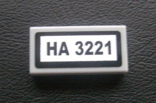 Lego Tile 1 x 2 with 'HA 3221' Pattern (Sticker) - Set 3221 / Light Bluish Gray