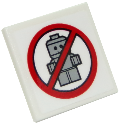 Lego Road Sign 2 x 2 Square with Open O Clip with No Babies Pattern (Sticker) - Set 10261