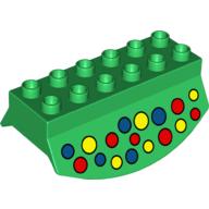 Lego Duplo Brick 2 x 6 Lower Flap Extensions with Yellow/Red/Blue Dots Print