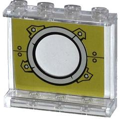 Lego Panel 1 x 4 x 3 with Side Supports - Hollow Studs with Porthole on Olive Green Background Pattern (Sticker) - Set 79121