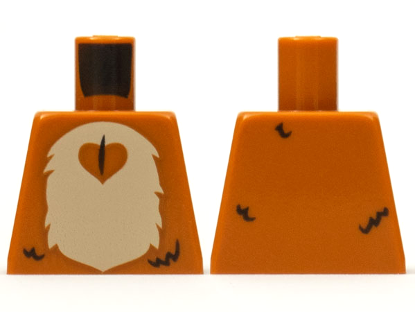 Lego Torso Tan Stomach and Chest Fur and Dark Orange Heart Pattern / Dark Orange