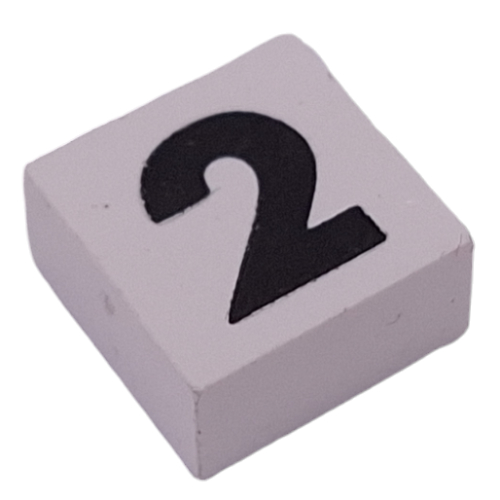 Lego Modulex Tile 2 x 2 with Black '2' Print, Internal Supports