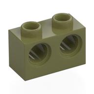 Lego Technic Brick 1 x 2 [2 Pin Holes] / Olive Green