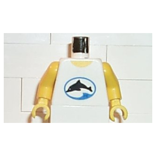 Lego Torso, Divers Dolphin Logo Print, Yellow Arms and Hands