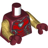 Lego Torso, Iron Man Mark 85, Armor, Triangle Arc Reactor print, Pearl Gold Arms, Dark Red Hands / Dark Red