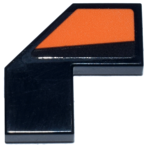 Lego Tile, Modified Facet 2 x 2 with Orange Panel Pattern Model Left Side (Sticker) - Set 77251