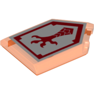 Lego Tile Special 2 x 3 Pentagonal with Nexo Power Shield Print - Clapper Claw / Trans-Neon Orange