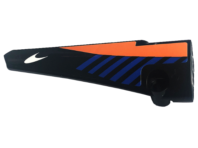 Lego Technic, Panel Fairing # 5 Long Smooth, Side A with Blue Diagonal Stripes, Orange Panel and White McLaren Logo Pattern (Sticker) - Set 42141