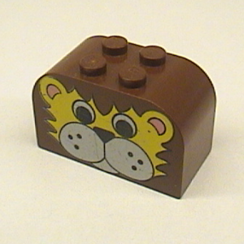 Lego Brick Curved 2 x 4 x 2 Double with Lion Face Print