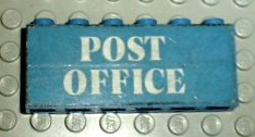 Lego Stickered Assembly 6 x 1 x 2 with 'POST OFFICE' Pattern (Sticker) - Set 1589-1