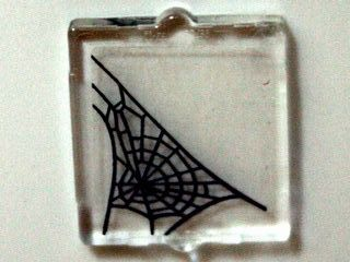 Lego Glass for Window 1 x 2 x 2 Flat Front with Spider Web in Lower Left Corner Pattern (Sticker) - Set 10228