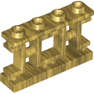 Lego Fence 1 x 4 x 2 Ornamental Asian Lattice Square with 4 Studs / Pearl Gold