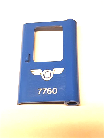 Lego Door 1 x 4 x 5 Train Right, Thin Support at Bottom with Finnish Train Logo and '7760' Pattern (Sticker) - Set 7760 / Blue