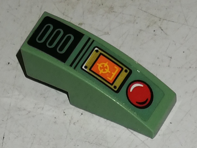 Lego Slope, Curved 3 x 1 with Red Button and Orange Target Screen Pattern (Sticker) - Set 70589