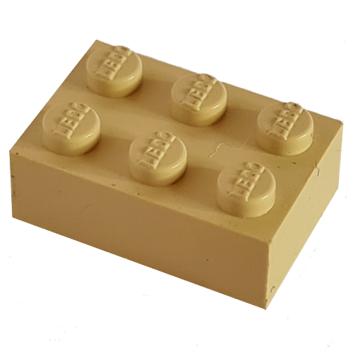 Lego Modulex Brick 2 x 3 with LEGO on Studs / Modulex Buff